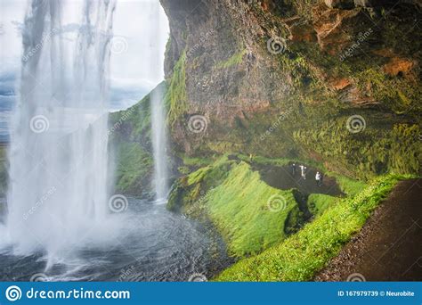 Beautiful With Cave Inside Seljalandsfoss Waterfall In South Iceland
