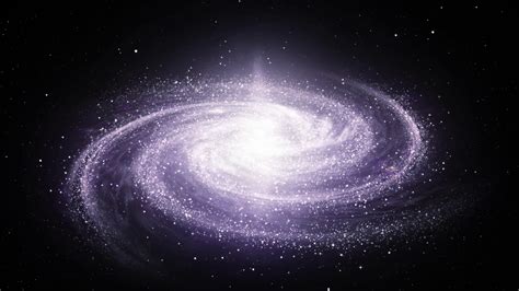Spiral Milky Way Galaxy Rotating In Space Filled With