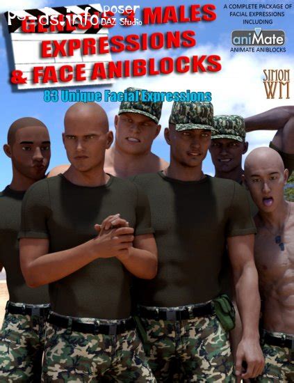 Genesis 3 Males Expressions And Face Aniblocks Poser Daz Studio