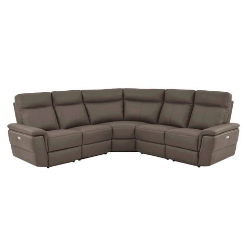 Modern Charcoal Leather 6 Piece Lsf Power Reclining Sectional