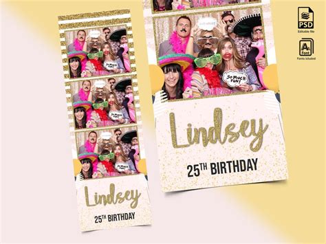 Birthday Photo Booth Template Photo Booth Template Rose Gold Etsy Israel