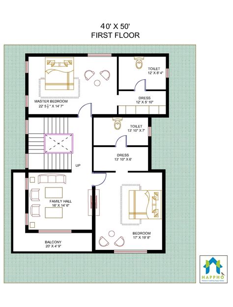 40x50 Vastu House Plan Design 3bhk Plan 054 Happho