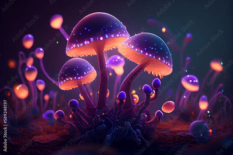 Psilocybin Mushrooms Generative Ai Illustration Commonly Known As