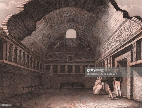 The Stabian Baths in Pompeii, Campania, Italy, steel engraving, from ...