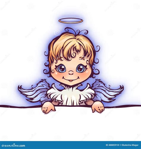 Vector Illustration Of Cute Angel With Panel For Stock Vector