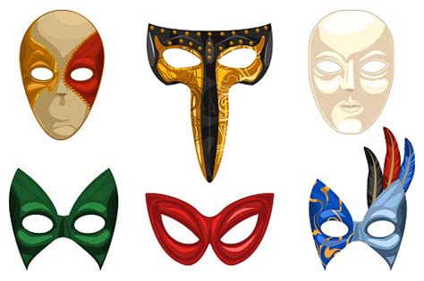 Carnaval De Venise Masque Vectoriel Ensemble Illustration Dune Forme De Visage De Mascarade Ou