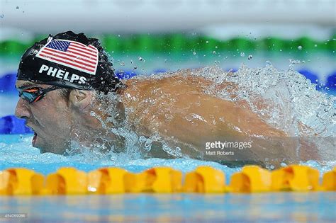 Michael Phelps Of The United States Swims In The Mens 4 X 100m Medley