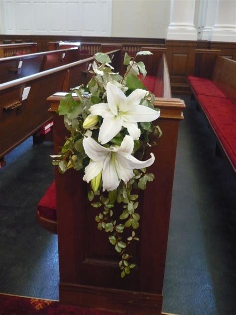 Stargazer Lilies And Elaeagnus Pew Marker Church Wedding Decorations