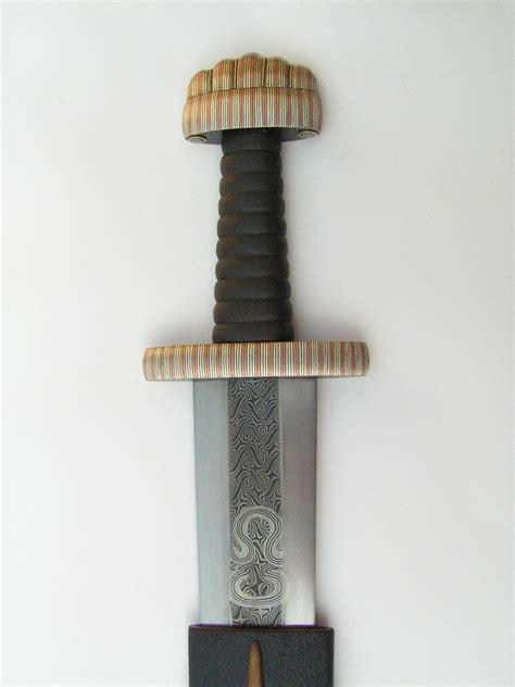Viking Sword Cooper And Silver Inlay Hilt Pattern Welded Blade 10th