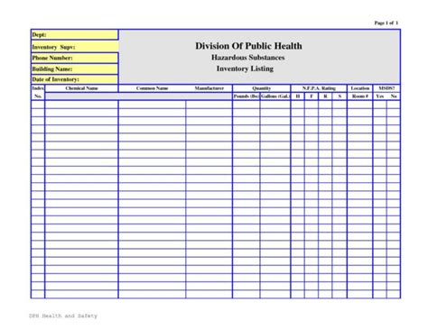 Hazardous Material Inventory Spreadsheet Within Chemical Inventory