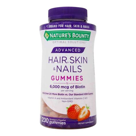 Natures Bounty Advanced Hair Skin And Nails Gummies Strawberry 230 Ct