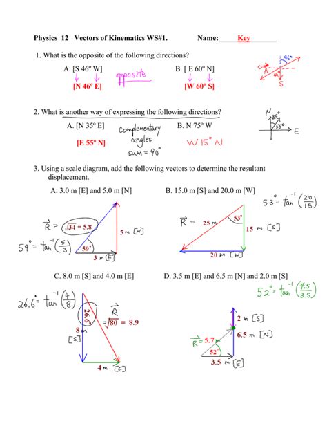 Vector Worksheet Physics Answers