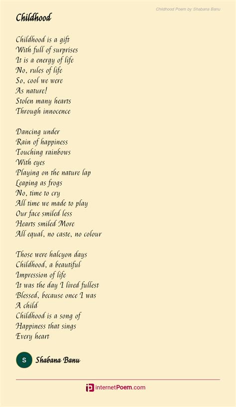 Childhood Poem By Shabana Banu