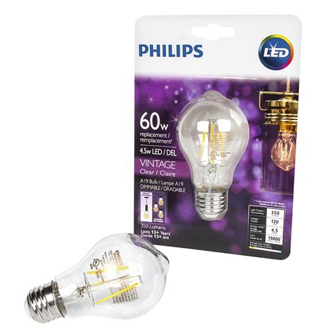 Philips A19 Vintage Filament Led Light Bulb Clear 60w London Drugs