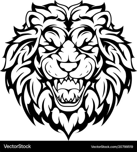 Lion Head Tribal Tattoo Royalty Free Vector Image
