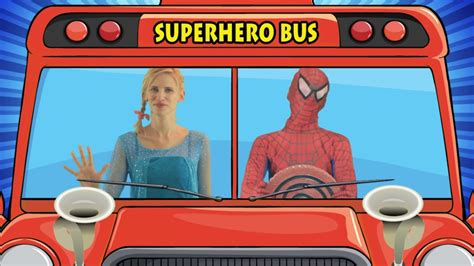 Spiderman And Elsa Wheels On The Bus Song Superhero Nursery Rhymes For