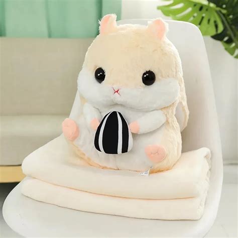 New Super Cute Hamster Plush Toy Blanket Set Fat Hamster Cushion Folded