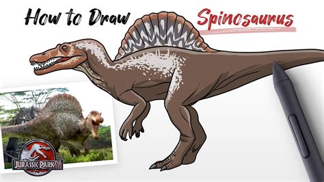 How To Draw A Spinosaurus Dinosaur From Jurassic Park Easy Step By My