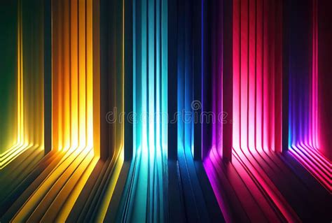Neon Colorful Background Of Glowing Spectrum Lines Striped Abstract