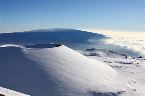 Snow Blankets Mauna Kea And Mauna Loa On The Big Island Of Hawaii Big