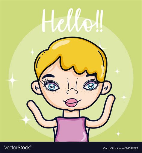 Girl Saying Hello Cartoon Royalty Free Vector Image Ad Royalty