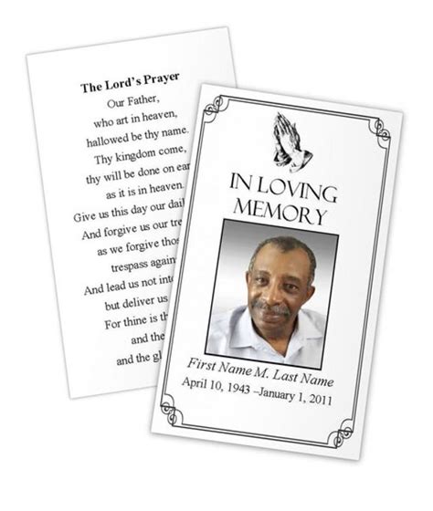 Business Card Photoshop Template Funeral Prayer Card Pertaining To