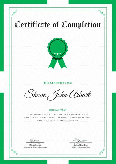 Elegant Graduation Completion Certificate Design Template In Psd Word