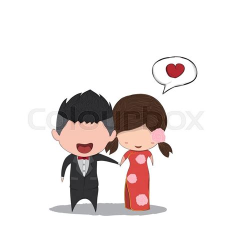 Cute Cartoon Wedding Couple Men And Women Chinese Marriage Cute