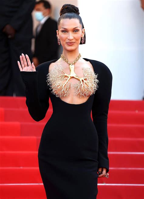 Bella Hadid Turns Heads In Brass Lung Necklace At 2021 Cannes Film