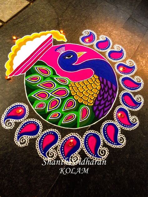 15 Peacock Kolam Rangoli Designs Ideas For Pongal 2024