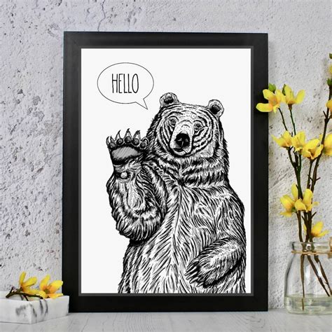 Hello Bear Print By Adam Regester Design