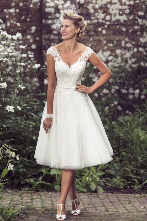 Off Shoulder Tea Length White Or Ivory Wedding Dress Specialty A Line
