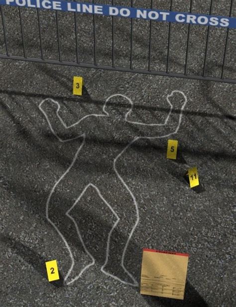 In This Picture Is A Chalk Outline Of A Victims Body This Will Help You