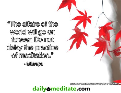 Meditation Quote 5 “the Affairs Of The World Will Go On Forever Do Not Delay The Practice Of