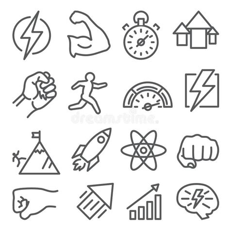 Power Line Icons On White Background Stock Vector Illustration Of