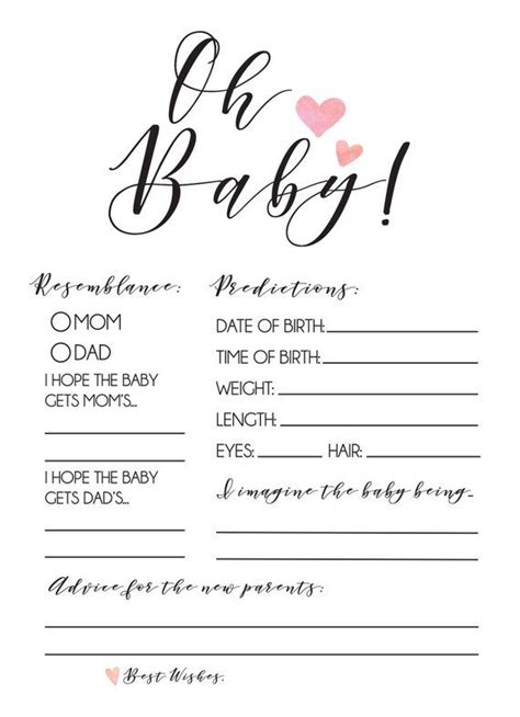 Downloadable Free Printable Baby Prediction Templates
