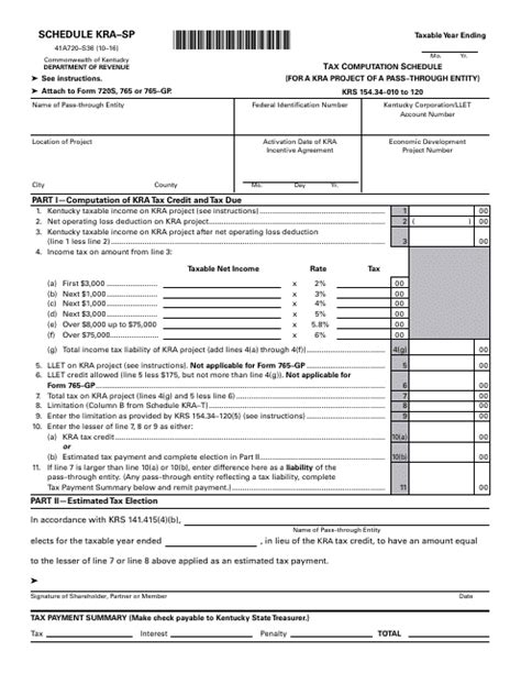 Form 41a720 S36 Schedule Kra Sp Fill Out Sign Online And Download