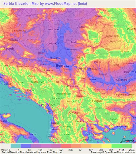 Serbia Elevation And Elevation Maps Of Cities Topographic Map Contour