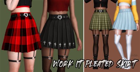 Work It Pleated Skirt And Trigger Garter Tights Patreon Sims 4 Mods