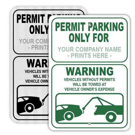 Custom Printed Permit Parking Signs Parking Signage