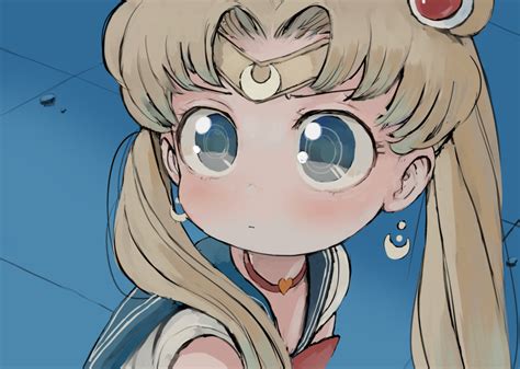 Safebooru 1girl Bangs Bishoujo Senshi Sailor Moon Blonde Hair Blue Background Blue Eyes Blue