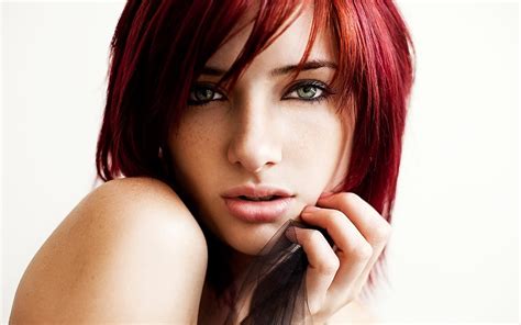 wallpaper face women redhead model long hair bare shoulders black hair mouth susan