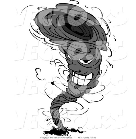 Vector Of An Evil Tornado Cartoon Character Grinning While Twisting