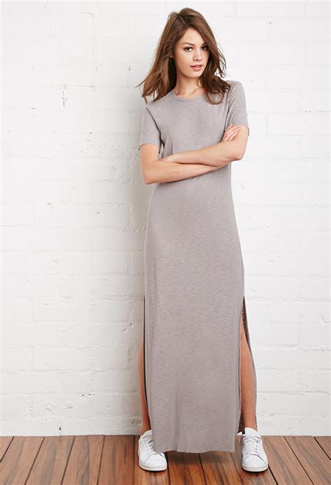 Forever 21 Maxi T Shirt Dress In Gray Lyst