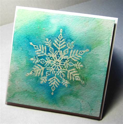 November 2016 Watercolor Snowflake Using Emboss Resist Technique So