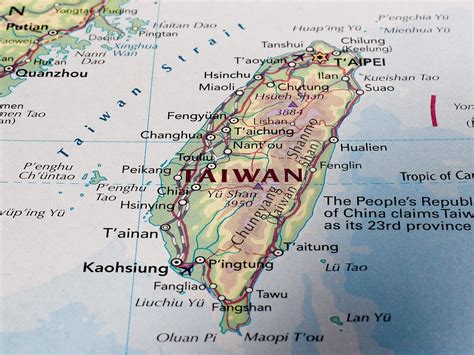 All regions, cities, roads, streets and buildings satellite view. Map Taiwan