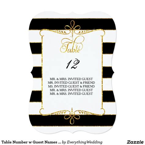 Indigoapply.com personal invitation number / mohammed sadat abdulai. Table Number w Guest Names Gold Striped Script | Zazzle ...