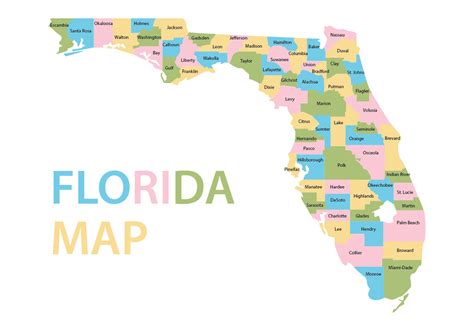 Colorful Florida Map Vector 157366 Vector Art At Vecteezy