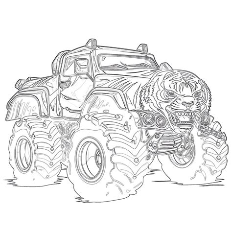 Monster Truck Coloring Page Tiger Style Coloring Pages Mimi Panda