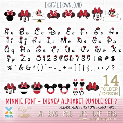 Disney Alphabet Svg Disney Font Svg Ears Svg Minnie Font Etsy In